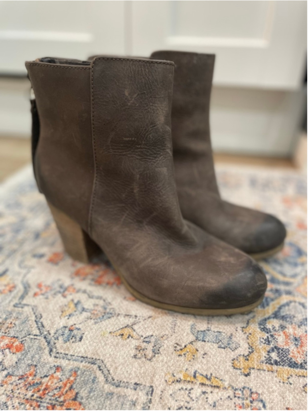 Ralph Lauren Denim Supply Block Heel Leather Ankle 7 Coastal Cowgirl Western